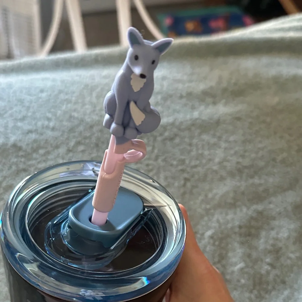 Starbucks 24oz Fox 🦊 Tumbler with Pastel Blue, Lavender, and Pink Trees - Picture 2 of 6